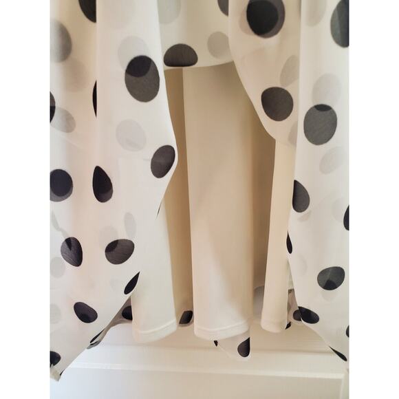 Eliza J Polka Dot Classic Sleeveless Fit & Flare White Black Midi Dress, Size 4 - Picture 8 of 13